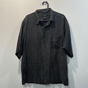 Men's Claiborne 100% Silk Black Patterned Button Down Shirt